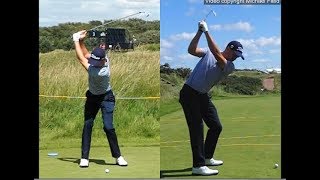 Justin Thomas golf swing  Long Iron faceon amp downtheline July 2017 [upl. by Jobe]