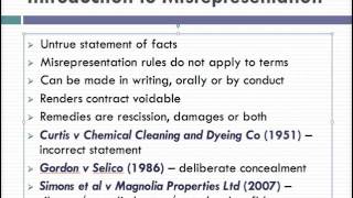 Misrepresentation Lecture 1 of 4 [upl. by Elwee]